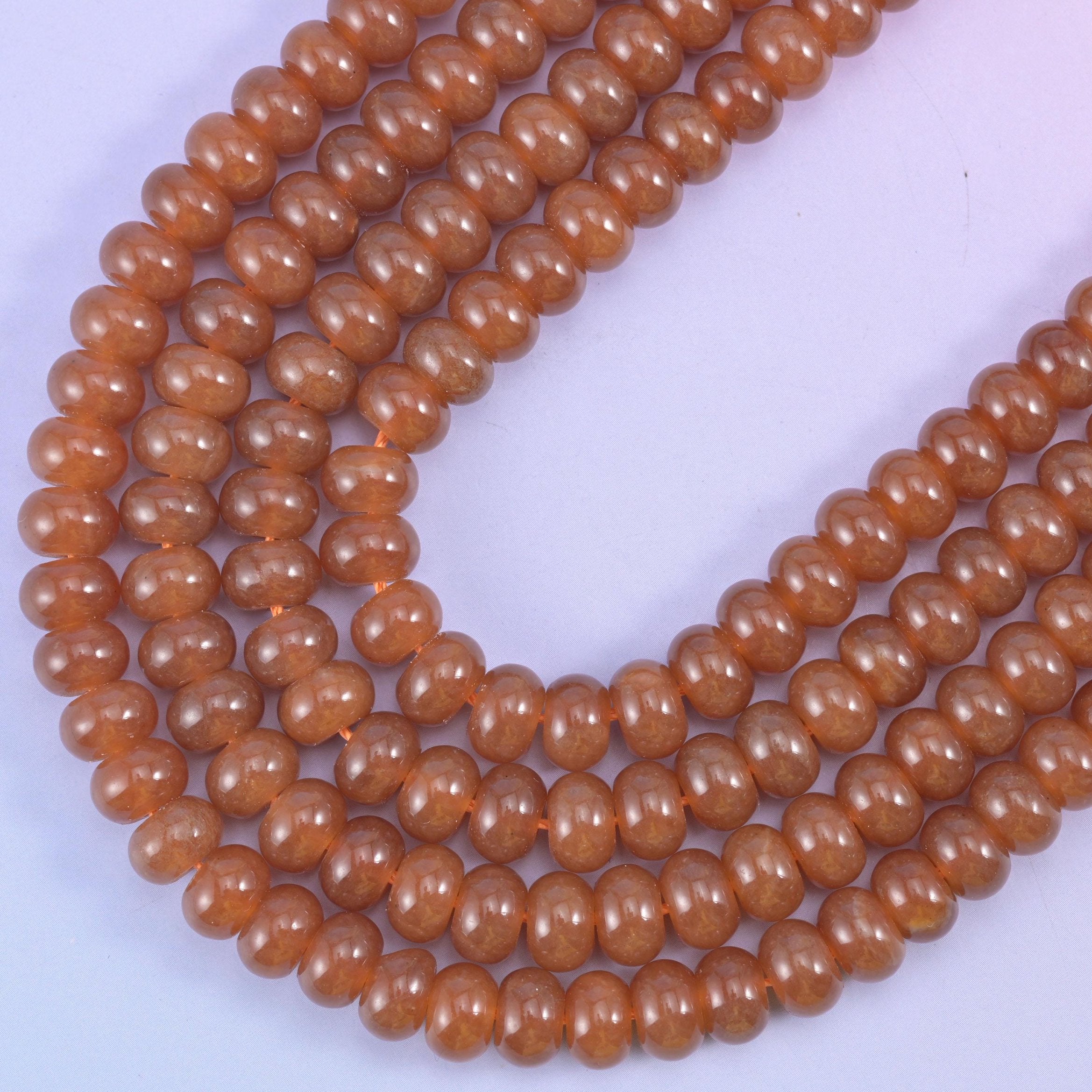 Caramel Dyed Jade rondelle beads, center-drilled 1.0mm hole