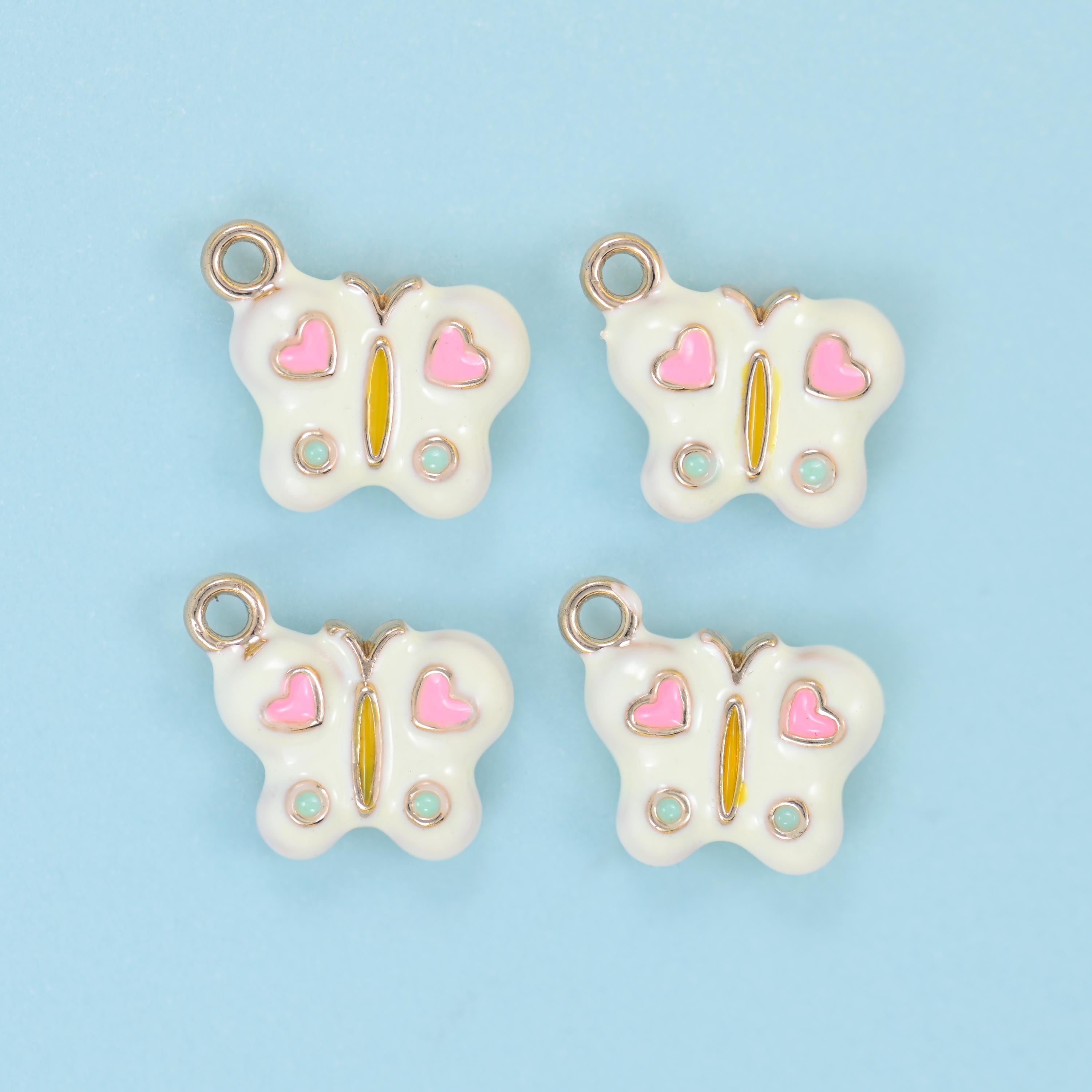 Enamel Colorful Butterfly Charm 18K Gold Filled Size 14x13mm Jewelry Findings for DIY Bracelets