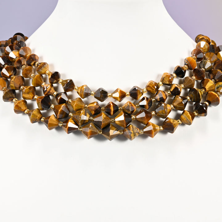Tiger Eye Faceted Bicone Beads 8mm 10mm Jewelry Making 15 Inch Strand