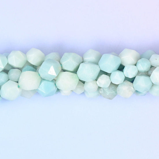 Natural Blue Amazonite faceted star cut beads for jewelry making