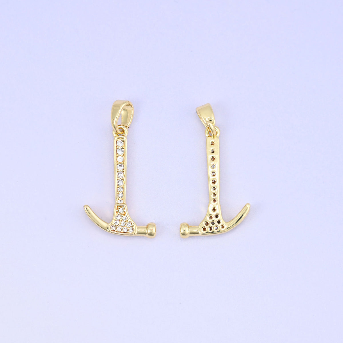 Hammer Charm Pendant in warm gold