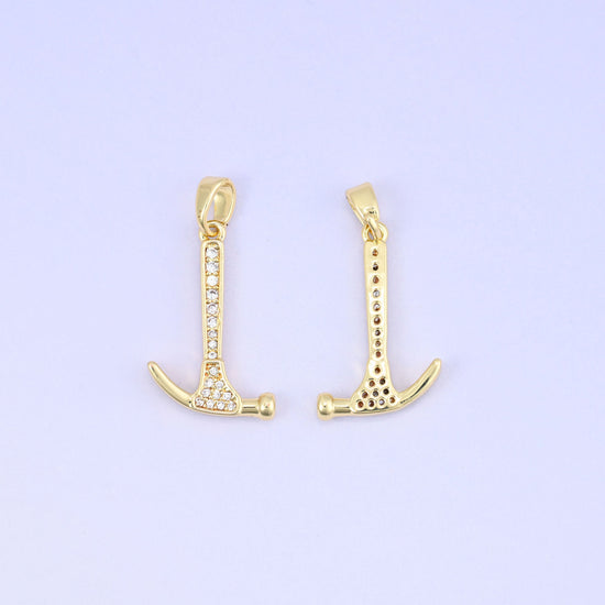 Hammer Charm Pendant in warm gold