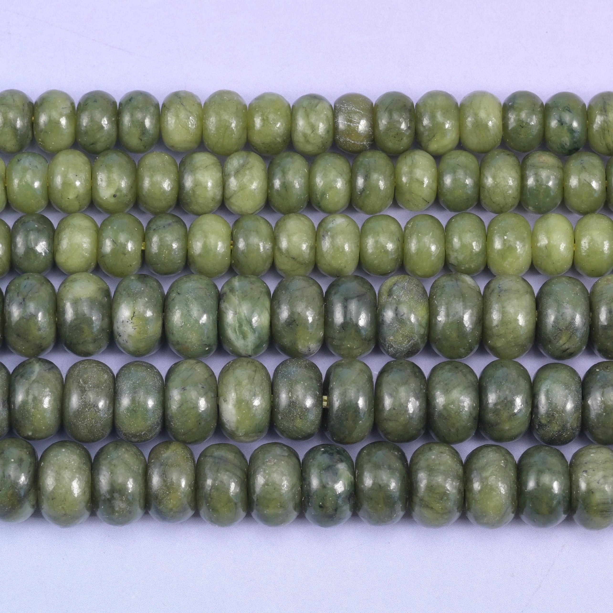South Green Jade Smooth Rondelle Beads Jewelry Making Size 4x6mm 5x8mm 15.5" Strand