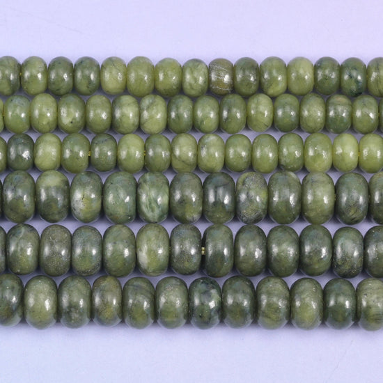 South Green Jade Smooth Rondelle Beads Jewelry Making Size 4x6mm 5x8mm 15.5" Strand