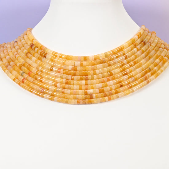 Yellow Jade beads, smooth heishi disc, 2x4mm