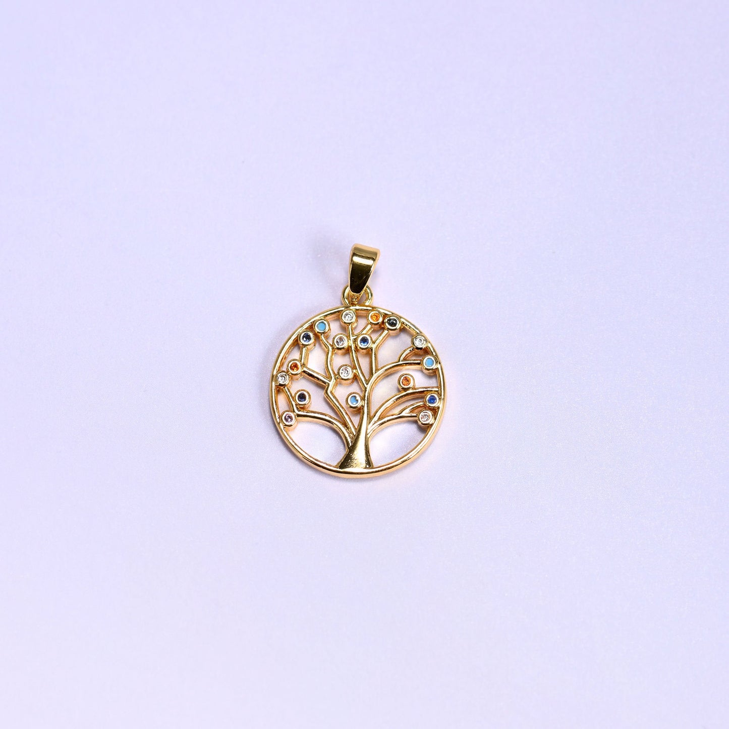 Round Tree of Life Multicolor Zircon Charms