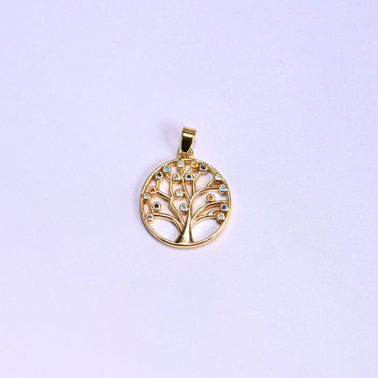 Round Tree of Life Multicolor Zircon Charms