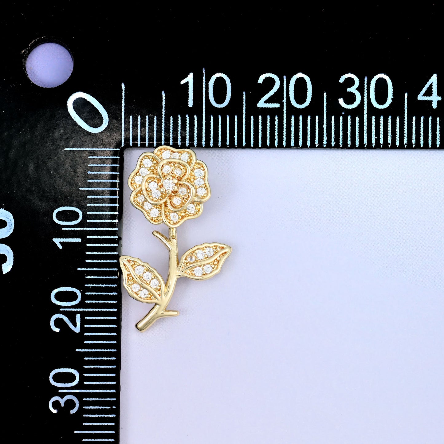 Gold Rose Zircon Charms: 18K Gold Plated Pendants, Jewelry Making Supply