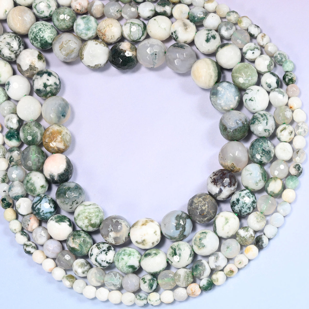 Tree Agate Faceted Round Beads 4mm 6mm 8mm 10mm Jewelry Making 15 Inch Strand
