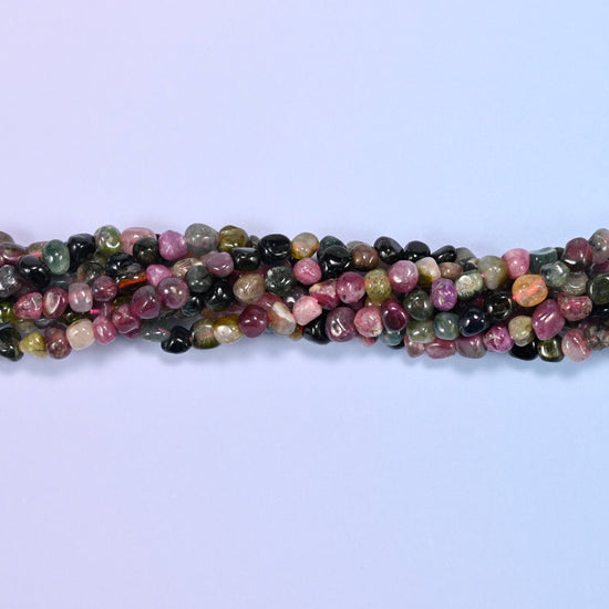 Colorful Tourmaline Tiny Nugget Beads: Jewelry Making 15.5" Strand