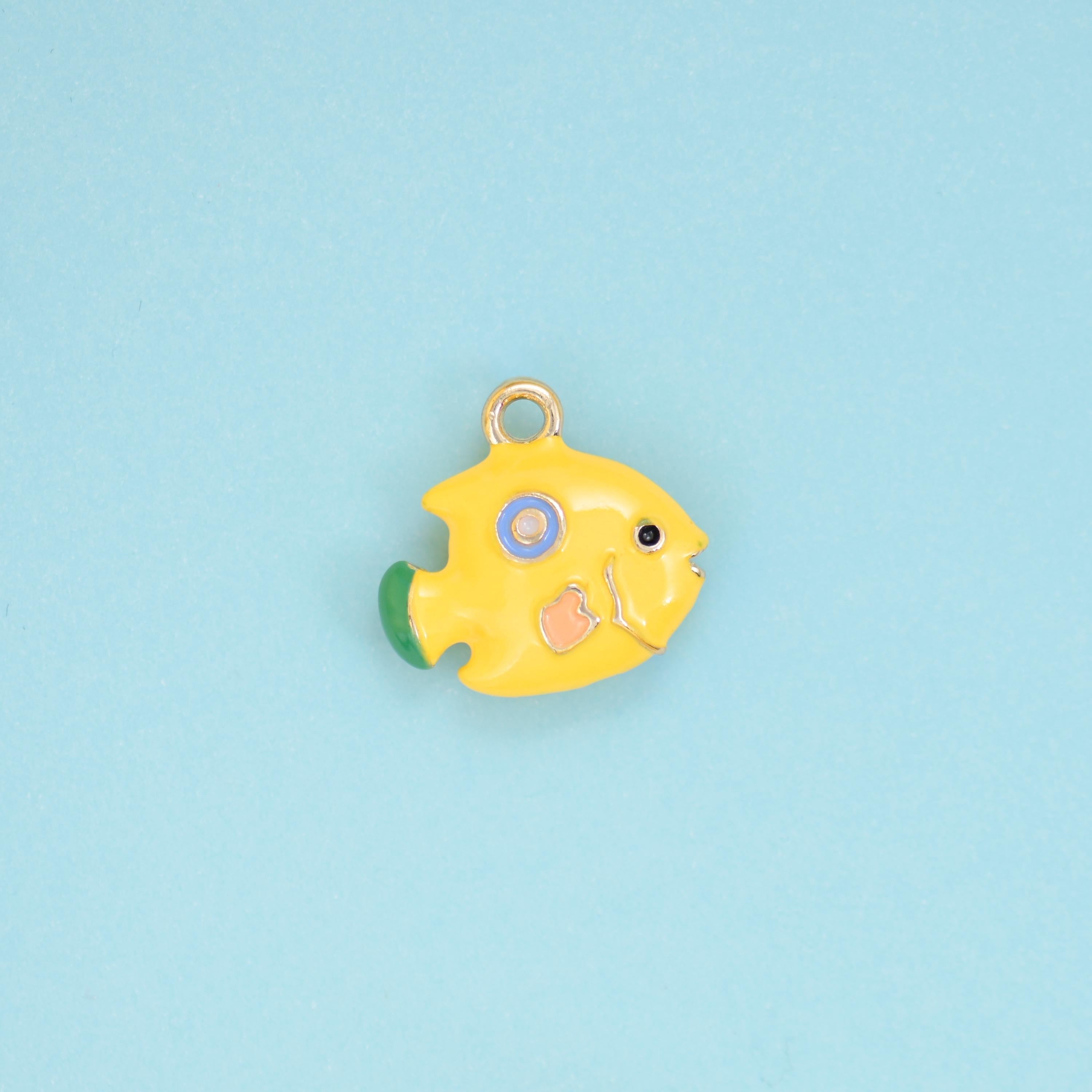 Brass, 18K gold filled, beads, tropical fish, 16 x 15mm