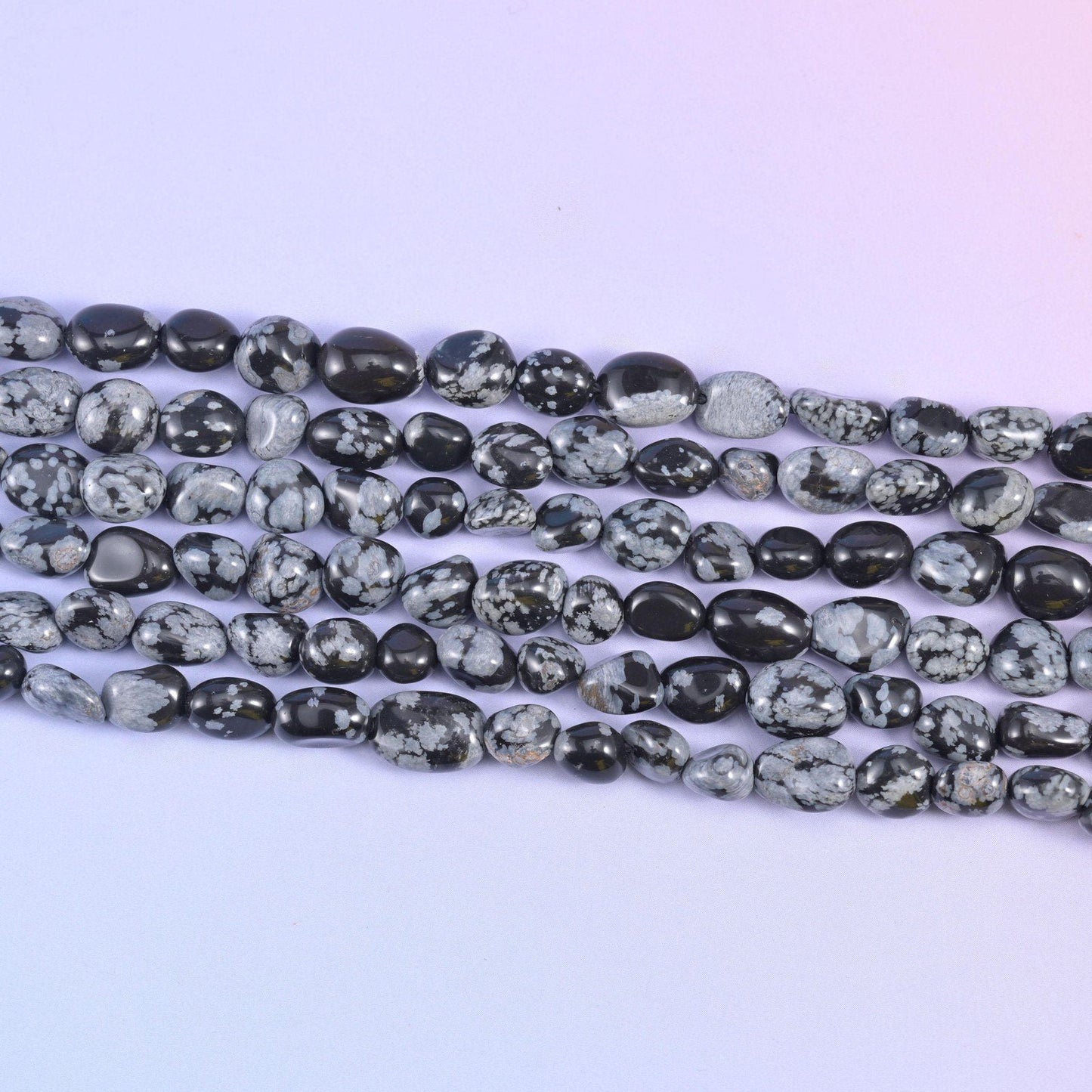 Snowflake Jasper Pebble Nugget Beads, 15.5 inch strand