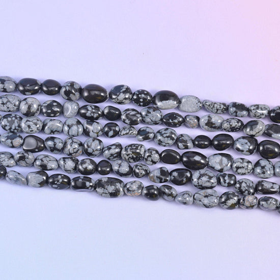Snowflake Jasper Pebble Nugget Beads, 15.5 inch strand