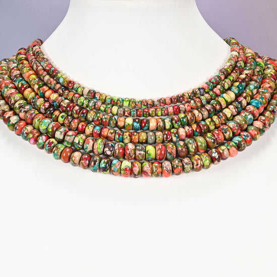 Dyed Sea Sediment Jasper rondelle beads, multicolor, 3x4mm 4x6mm 5x8mm