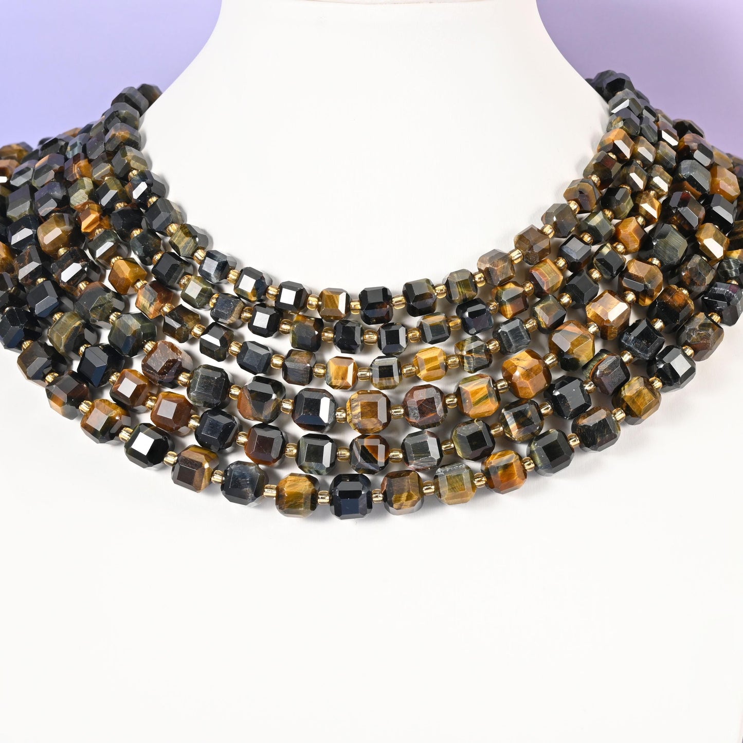 Iron Tiger Eye beads, faceted cube shape, 6mm and 8mm