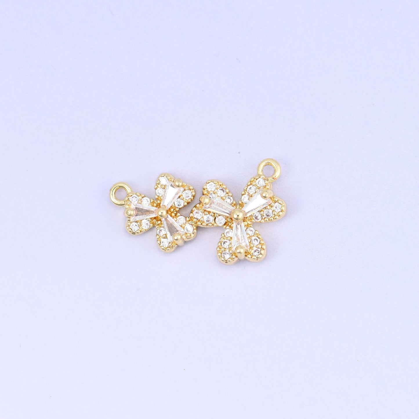 Flower Zircon Connector Pendants: 18K Gold Plated, Jewelry Making Supply