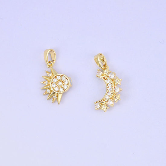 Sun Moon Friendship Pendant set, sold as one sun and moon pair