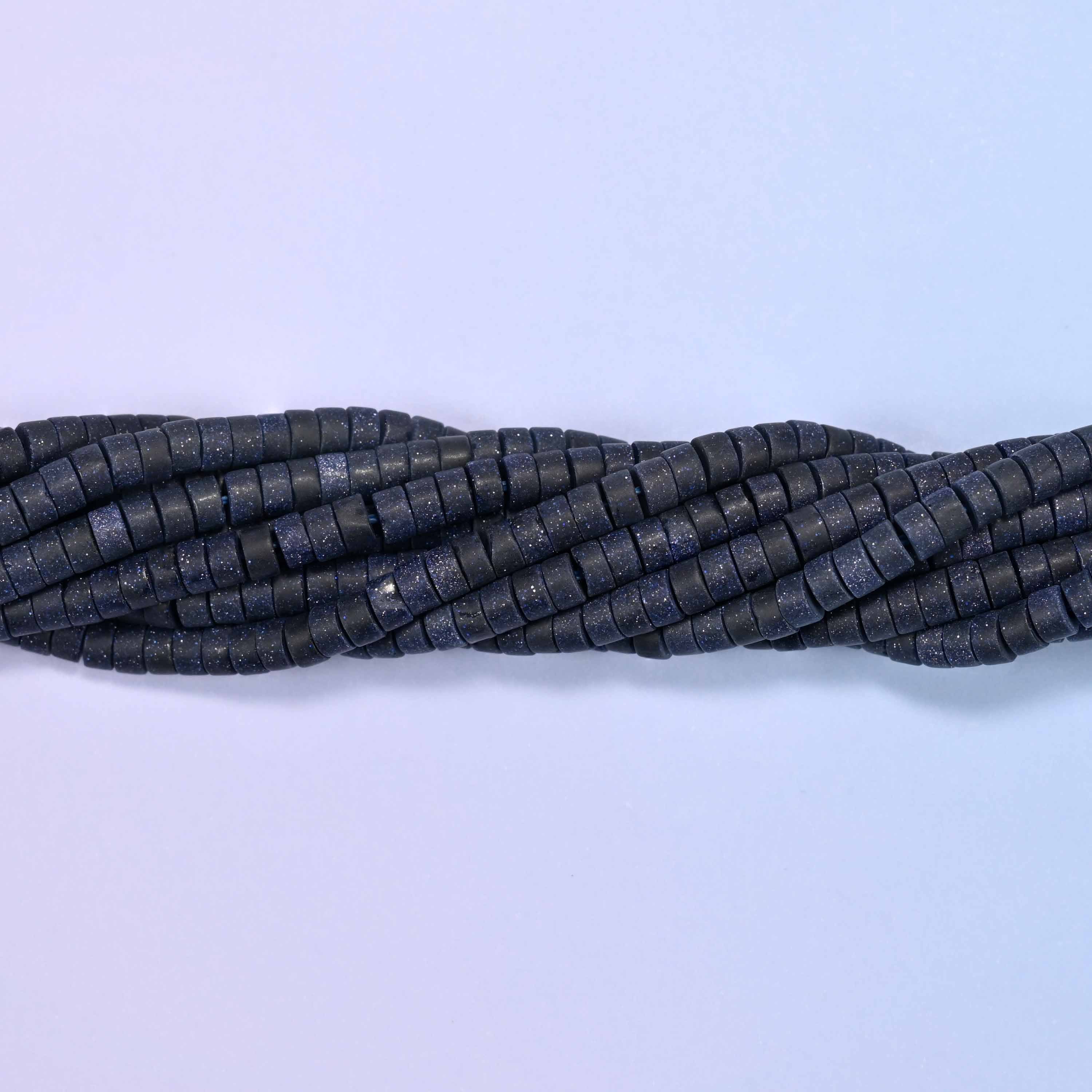 Matte Blue Sandstone Heishi Disc Beads: Jewelry Making Supply, 15 Inch Strand