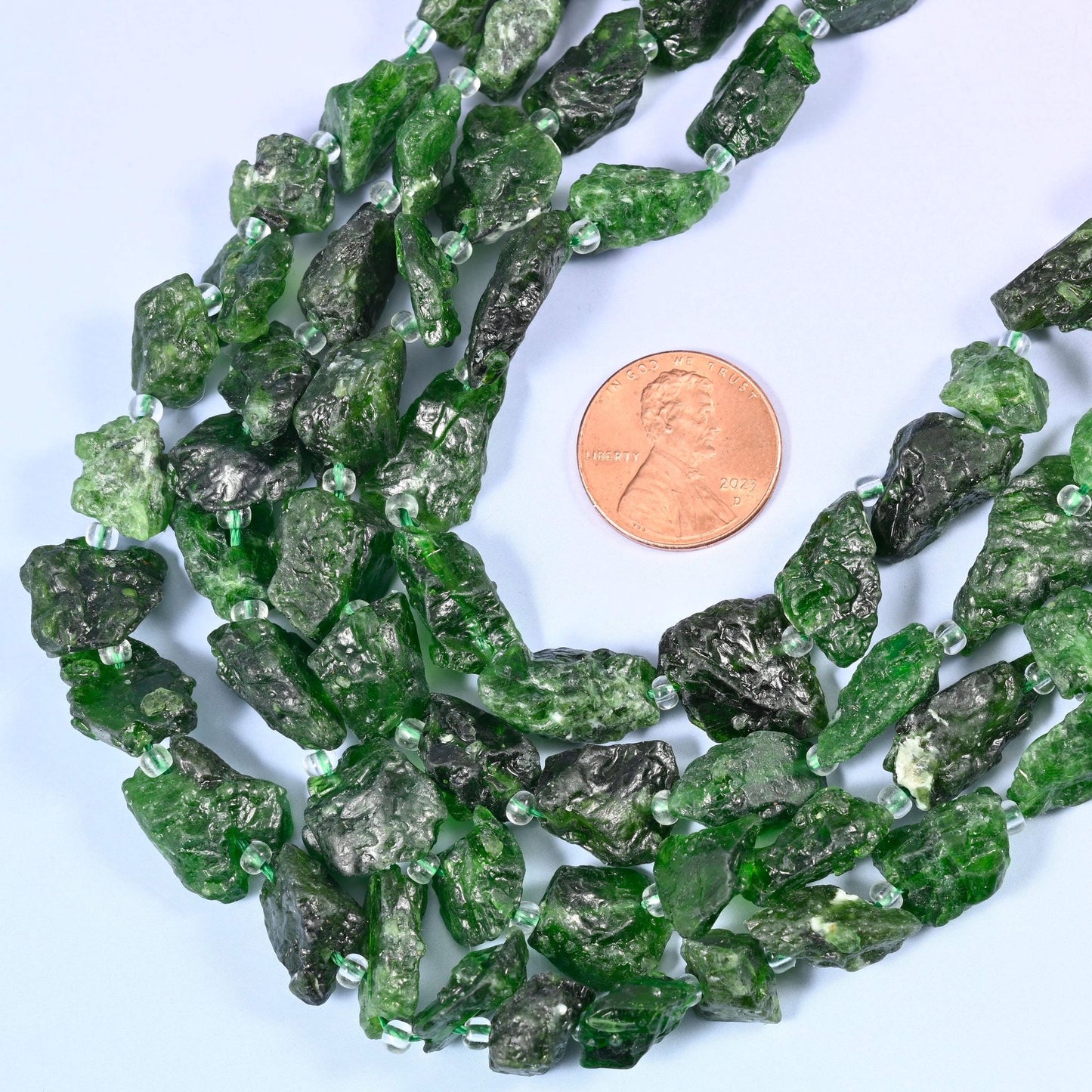 Irregular chip nugget cut chrome diopside beads