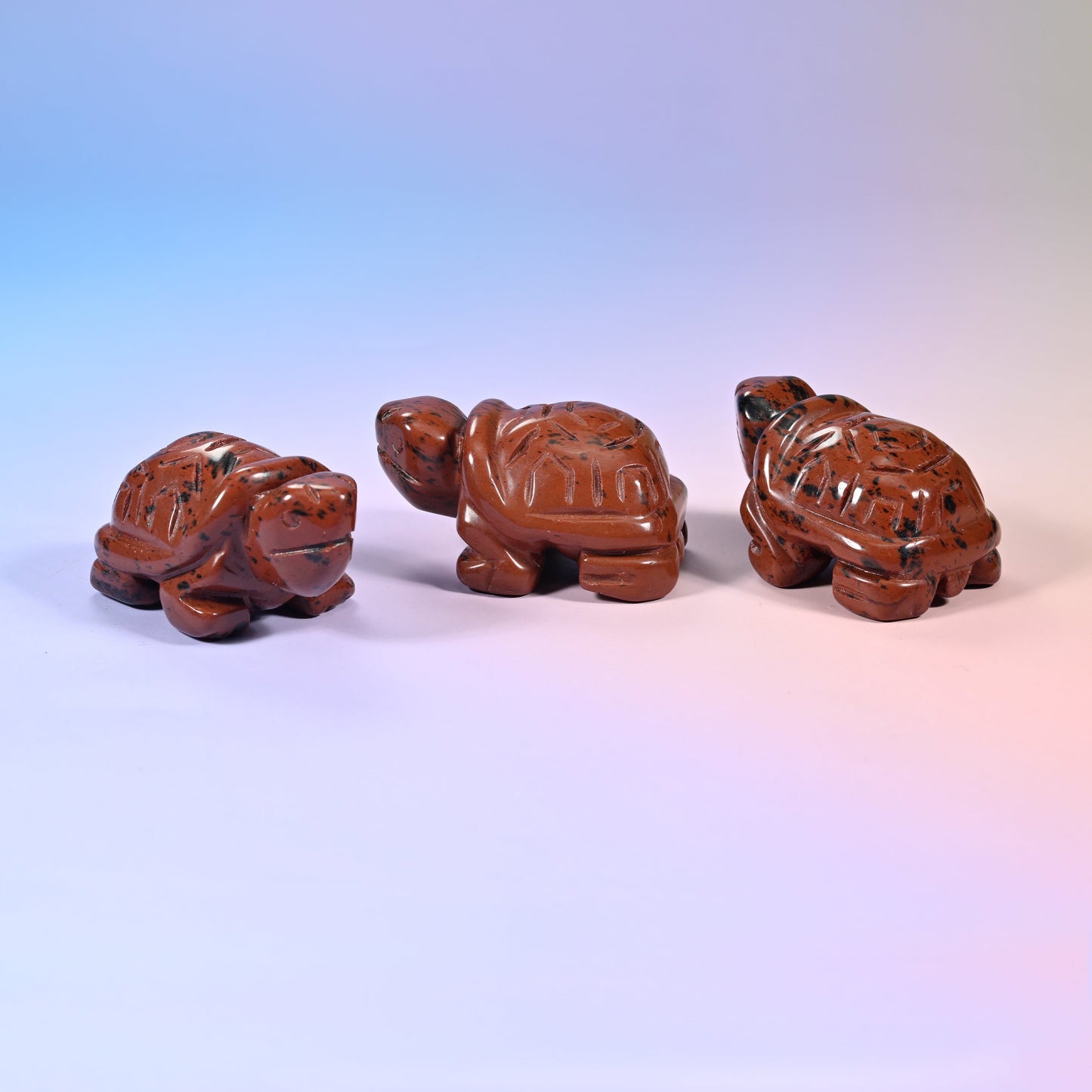 Gemstone turtle figurine, domed shell, tucked head and four stubby feet