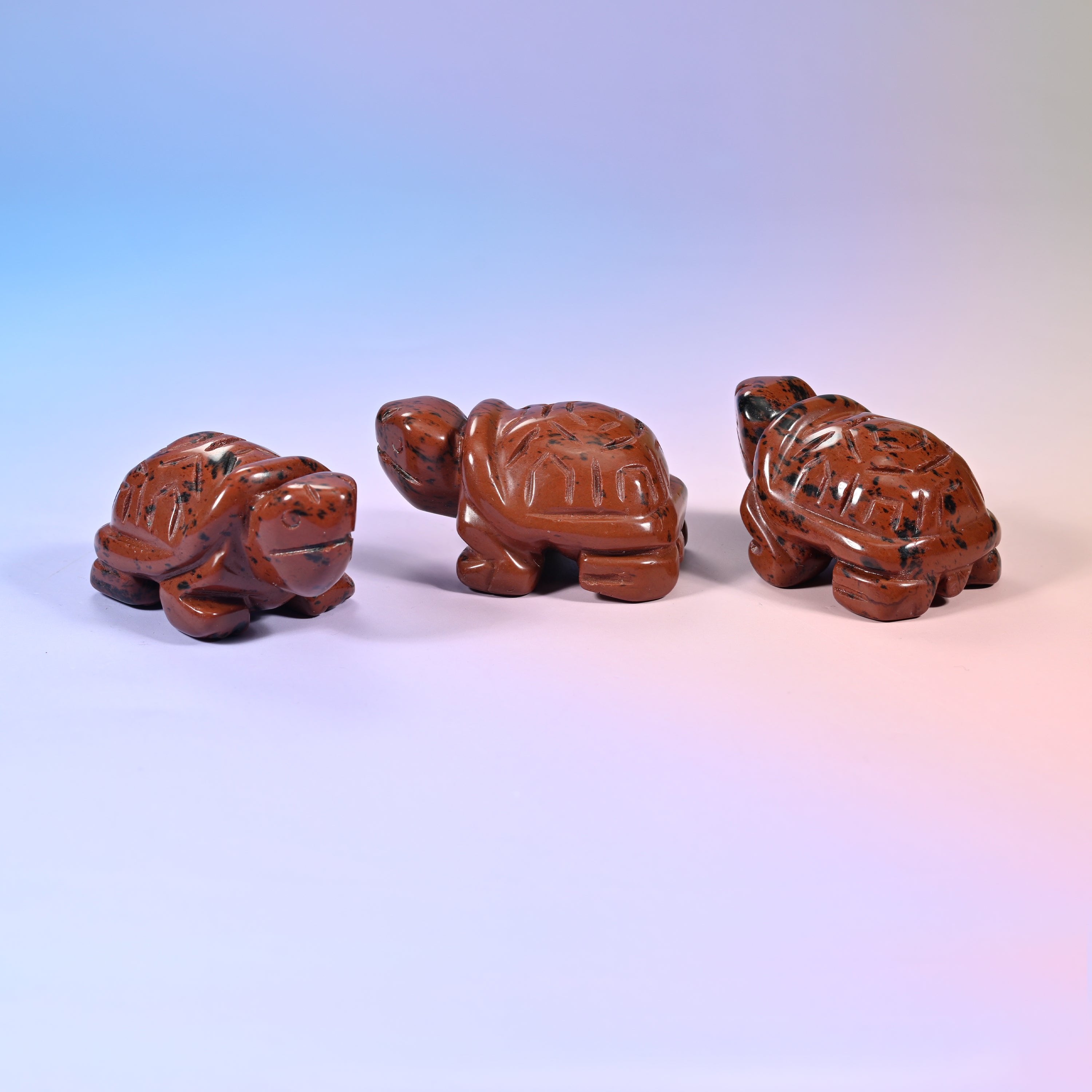Gemstone turtle figurine, domed shell, tucked head and four stubby feet