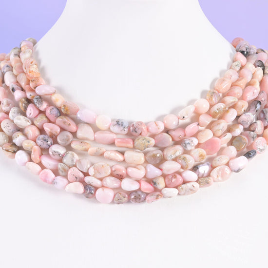 Pink Opal beads, irregular pebble nugget, approximately 6-8mm