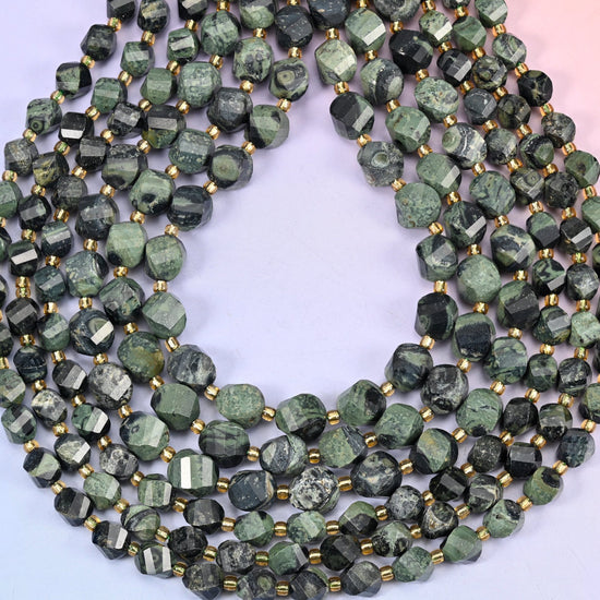 Kambaba Jasper spiral twist beads, hole approximately 1.2mm