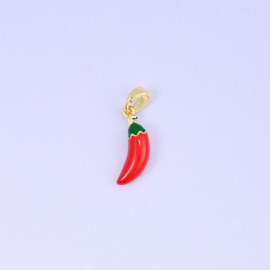 18K Gold Plated Brass Chili Pepper Charm Pendant