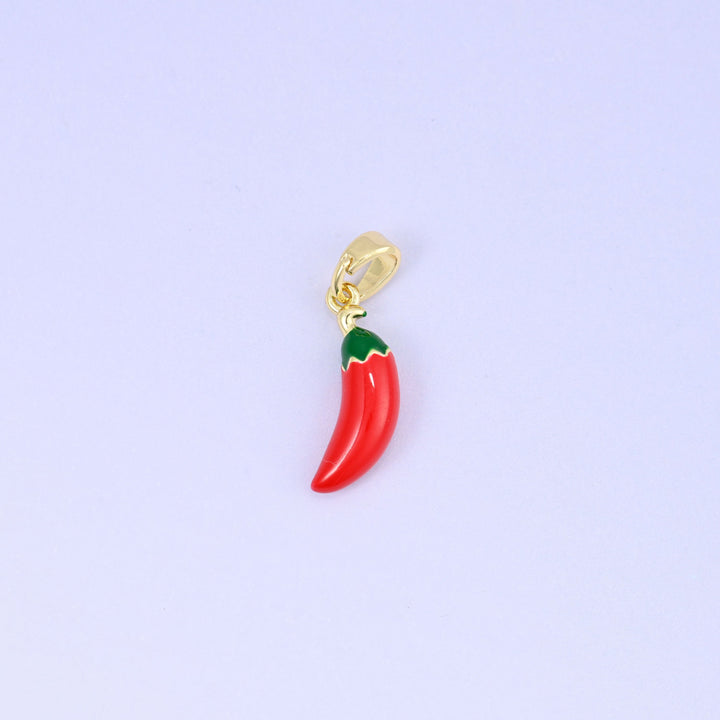 18K Gold Plated Brass Chili Pepper Charm Pendant