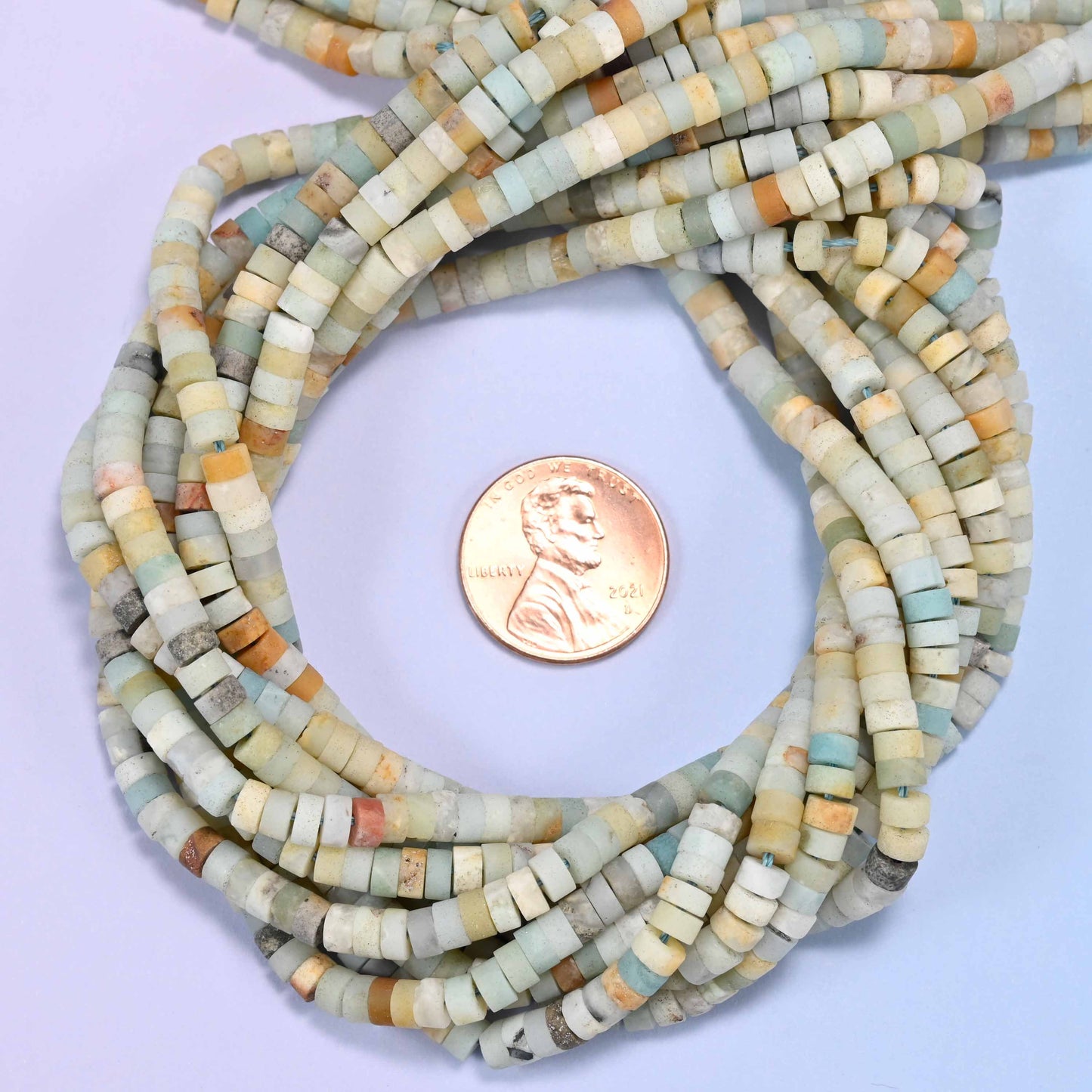 Matte Multicolor Amazonite Heishi Disc Beads: Jewelry Making Supply, 15 Inch Strand