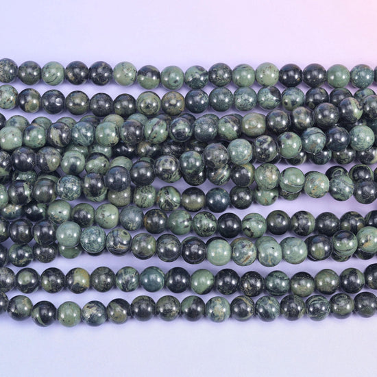 Kambaba Jasper Large Hole Round Beads 6mm 8mm 10mm, hole 2.0mm (6mm bead), 2.5mm (8mm and 10mm beads), centre drilled