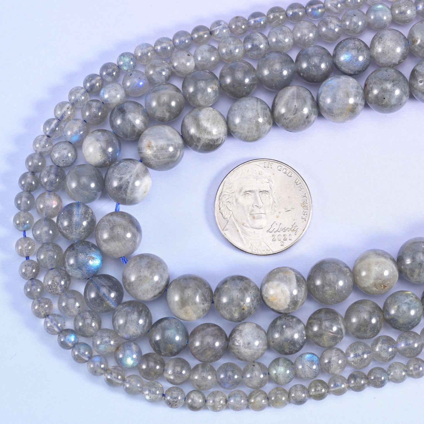 White labradorite round beads, 15.5 inch strand