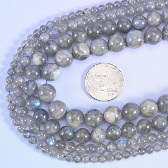 White labradorite round beads, 15.5 inch strand