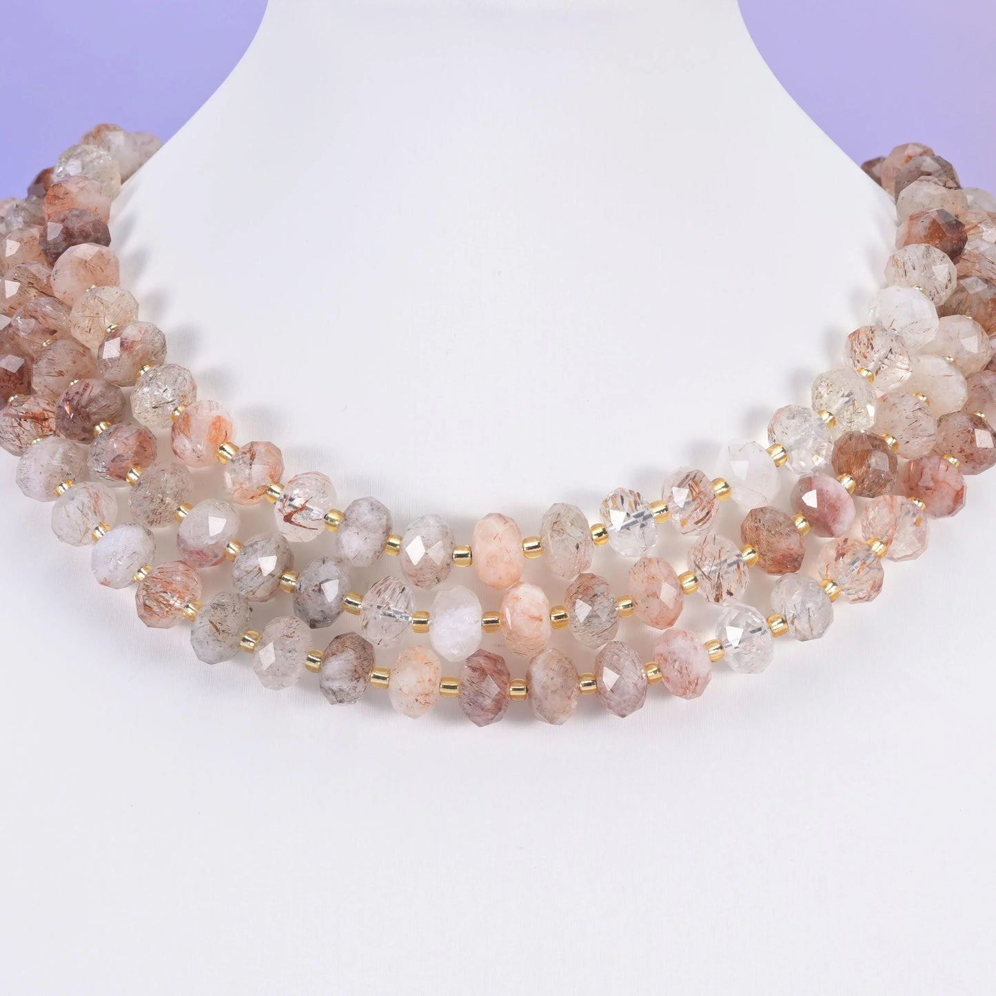 Red Copper Rutilated Quartz beads, faceted rondelle, 6 x 10mm