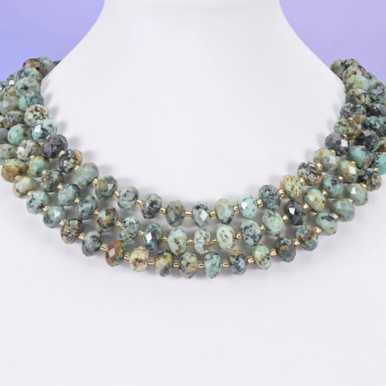 6x10mm faceted cut natural gemstone rondelle beads