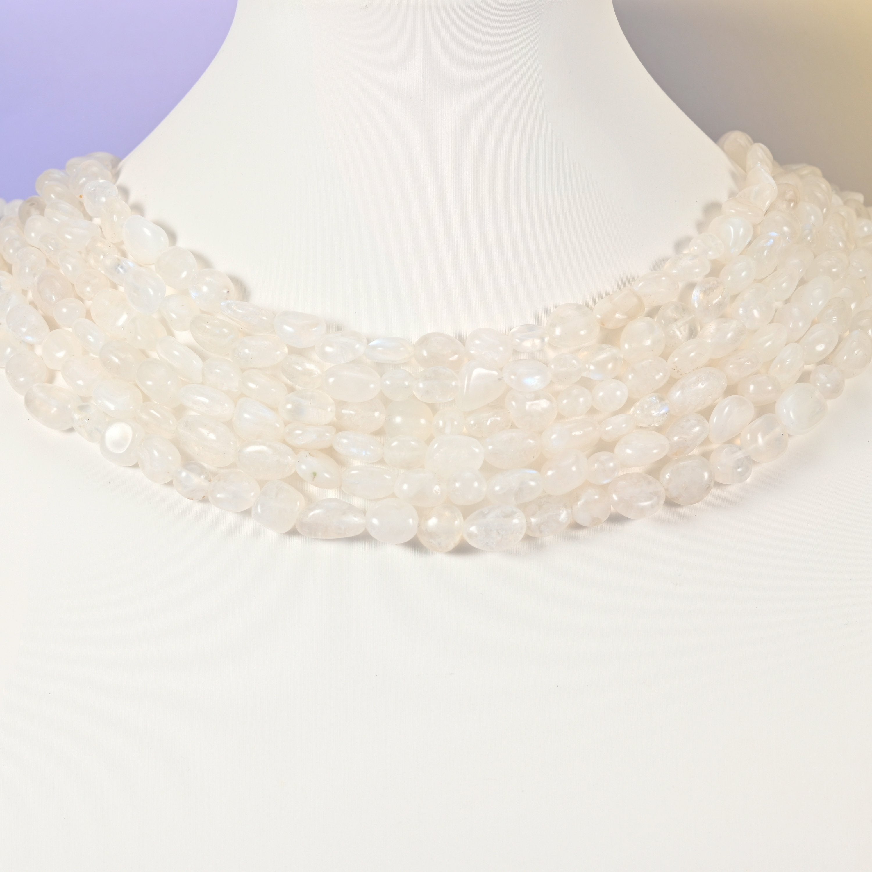 White Moonstone beads, pebble nugget, 6-8mm and 8-12mm