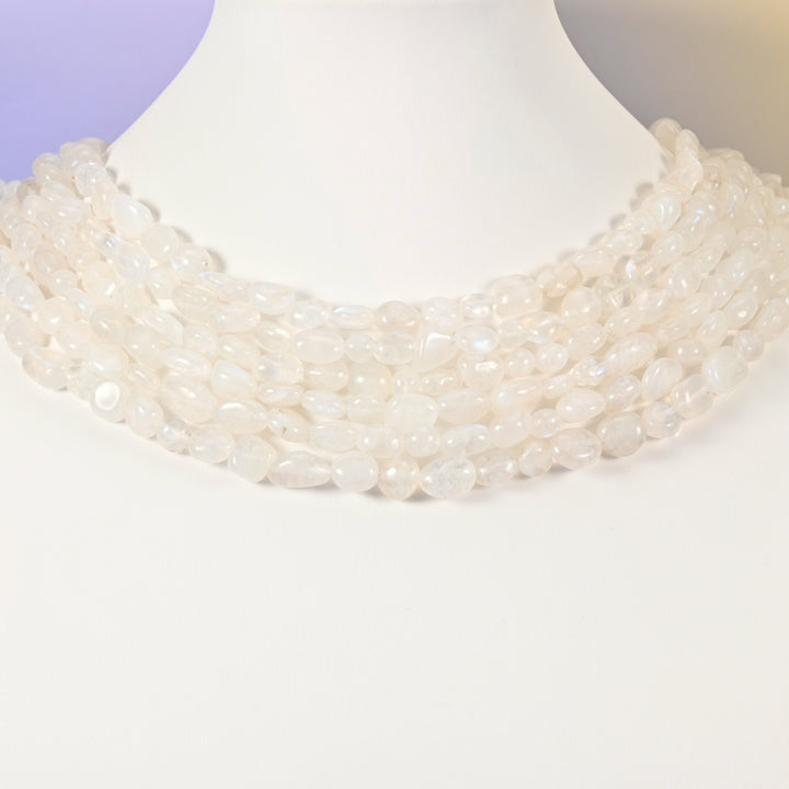 White Moonstone beads, pebble nugget, 6-8mm and 8-12mm