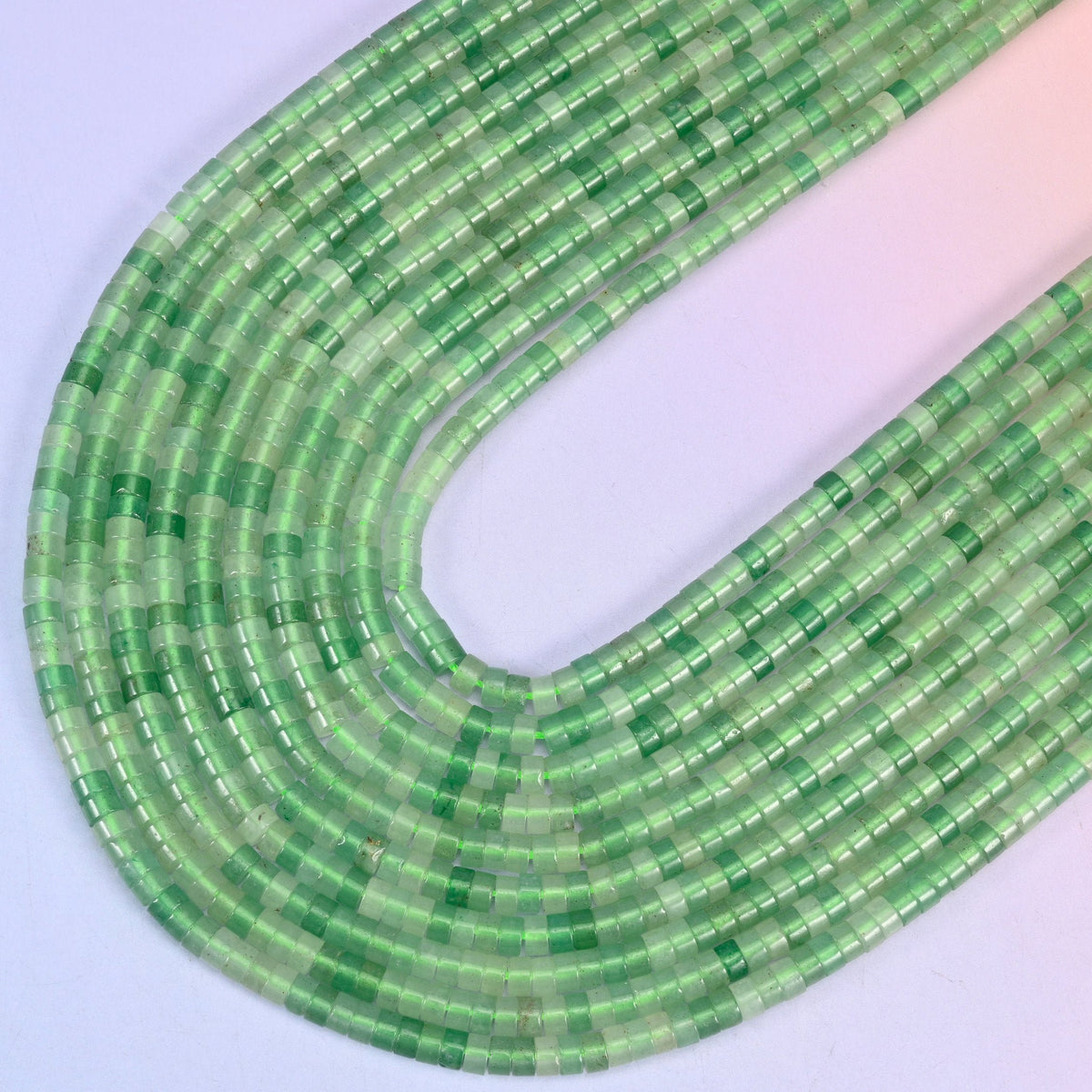 Green Aventurine Smooth Heishi Disc Beads, 15.5 inch strand