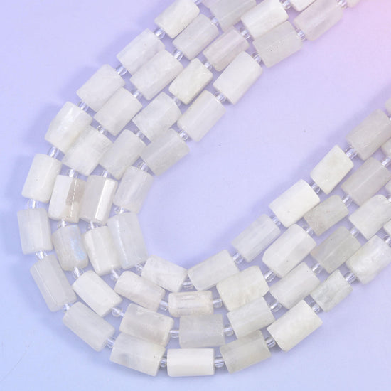 White Moonstone Faceted Tube Beads, hole approximately 1.0mm