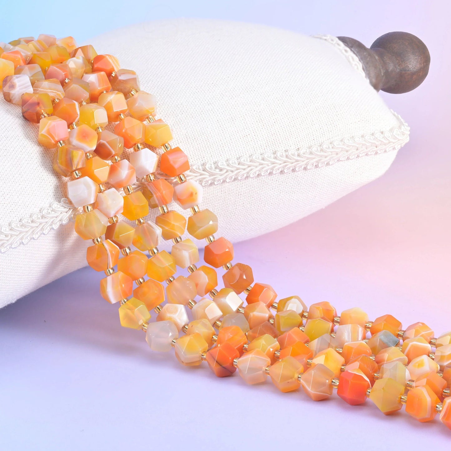 Faceted Diamond Cut Gemstone Beads 10mm, hole approximately 1.0mm, +/- 0.2mm, centre drilled
