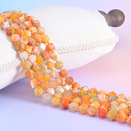 Faceted Diamond Cut Gemstone Beads 10mm, hole approximately 1.0mm, +/- 0.2mm, centre drilled