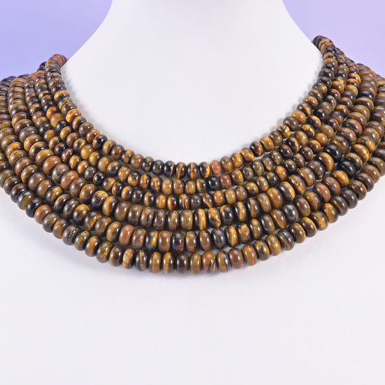 Tiger Eye beads, rondelle shape, 4x6mm and 5x8mm