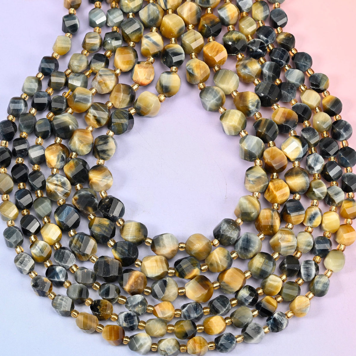Dream Tiger Eye spiral twist beads, hole approximately 1.2mm