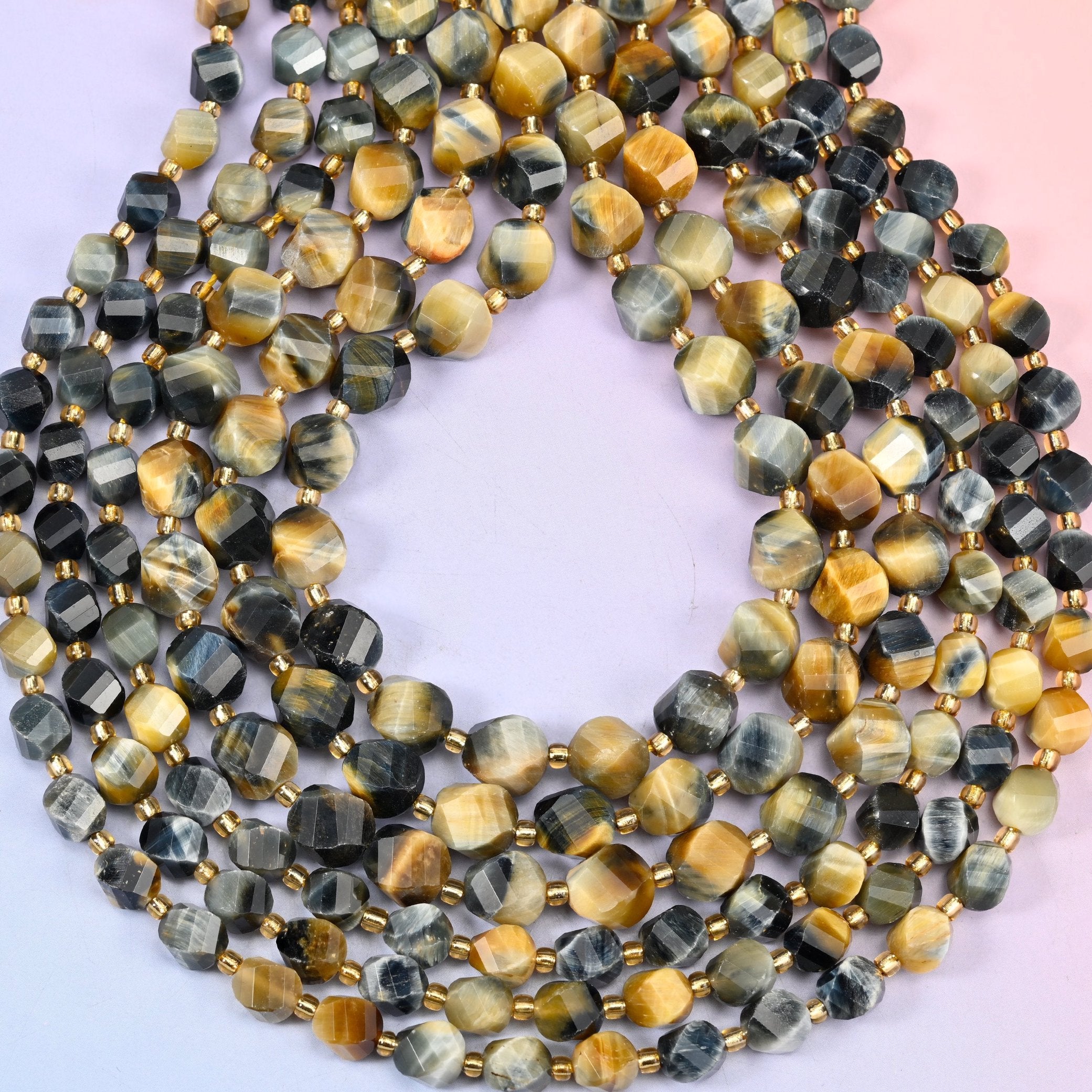 Dream Tiger Eye spiral twist beads, hole approximately 1.2mm