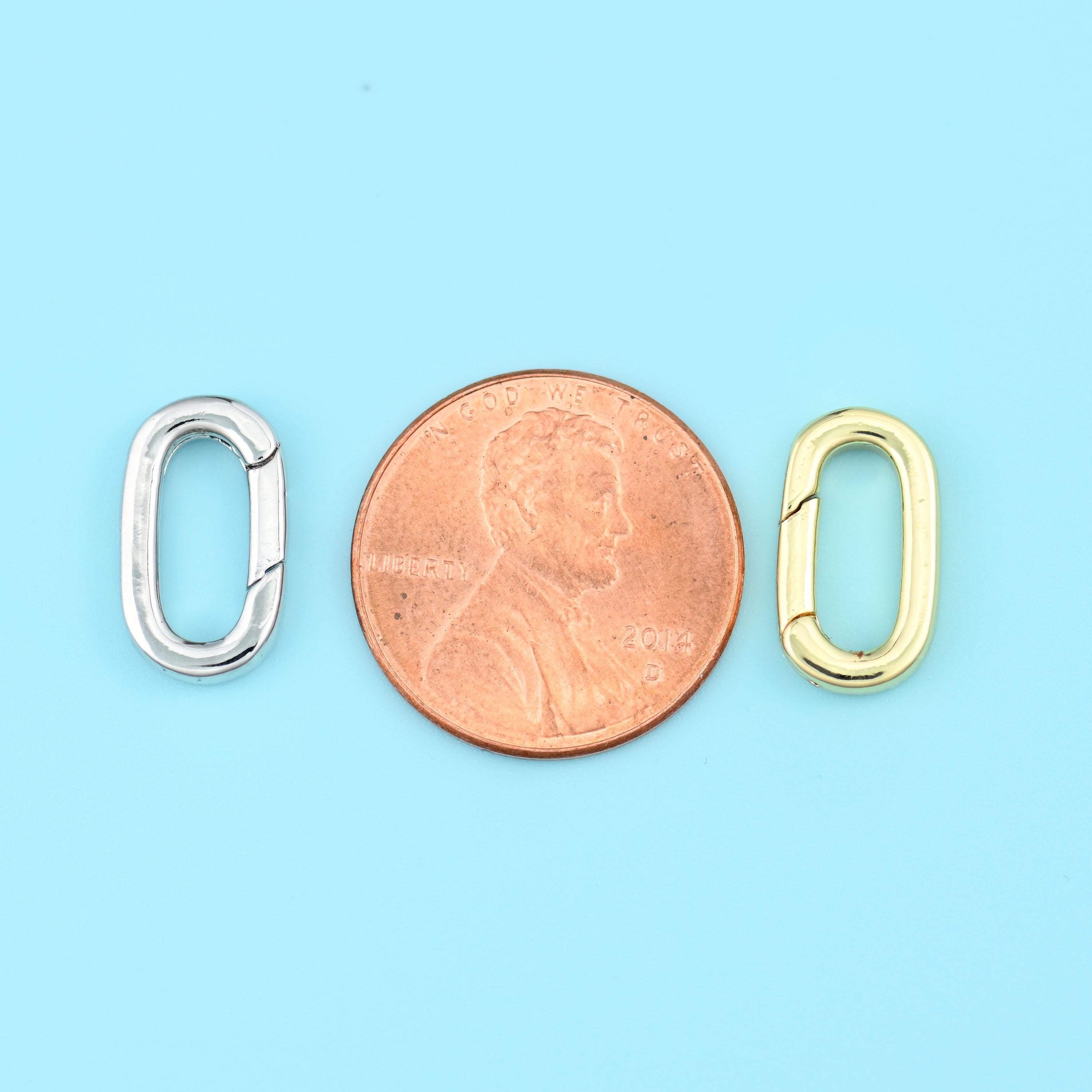 Oval carabiner cut brass, 18k gold filled — lead free and nickel free beads
