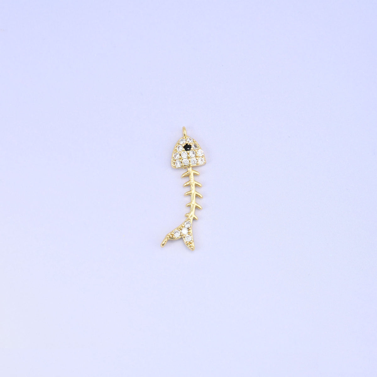 18K Gold Plated Brass Fishbone Charm Pendant