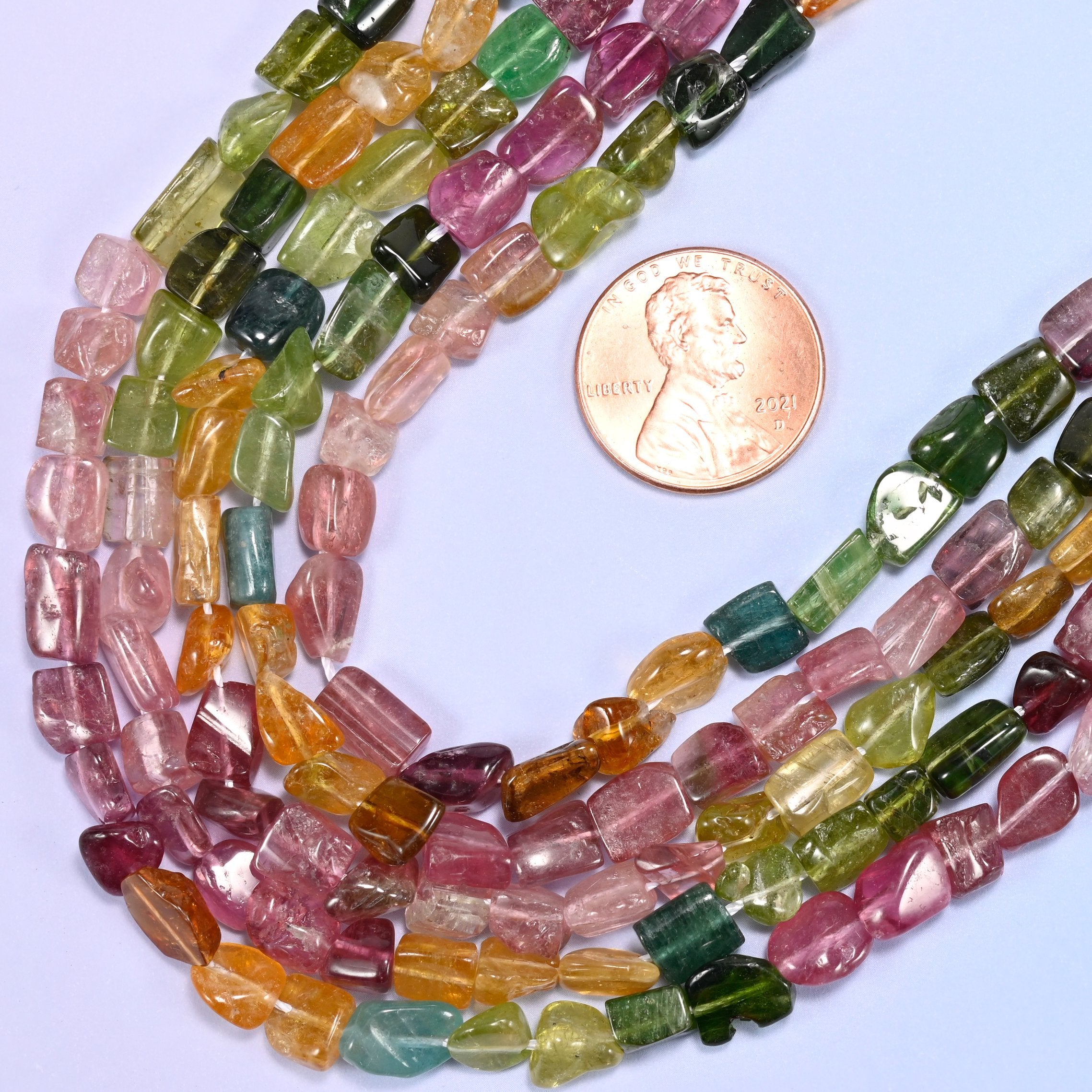 Tourmaline Irregular Freeform Nugget Beads, 18 inch strand