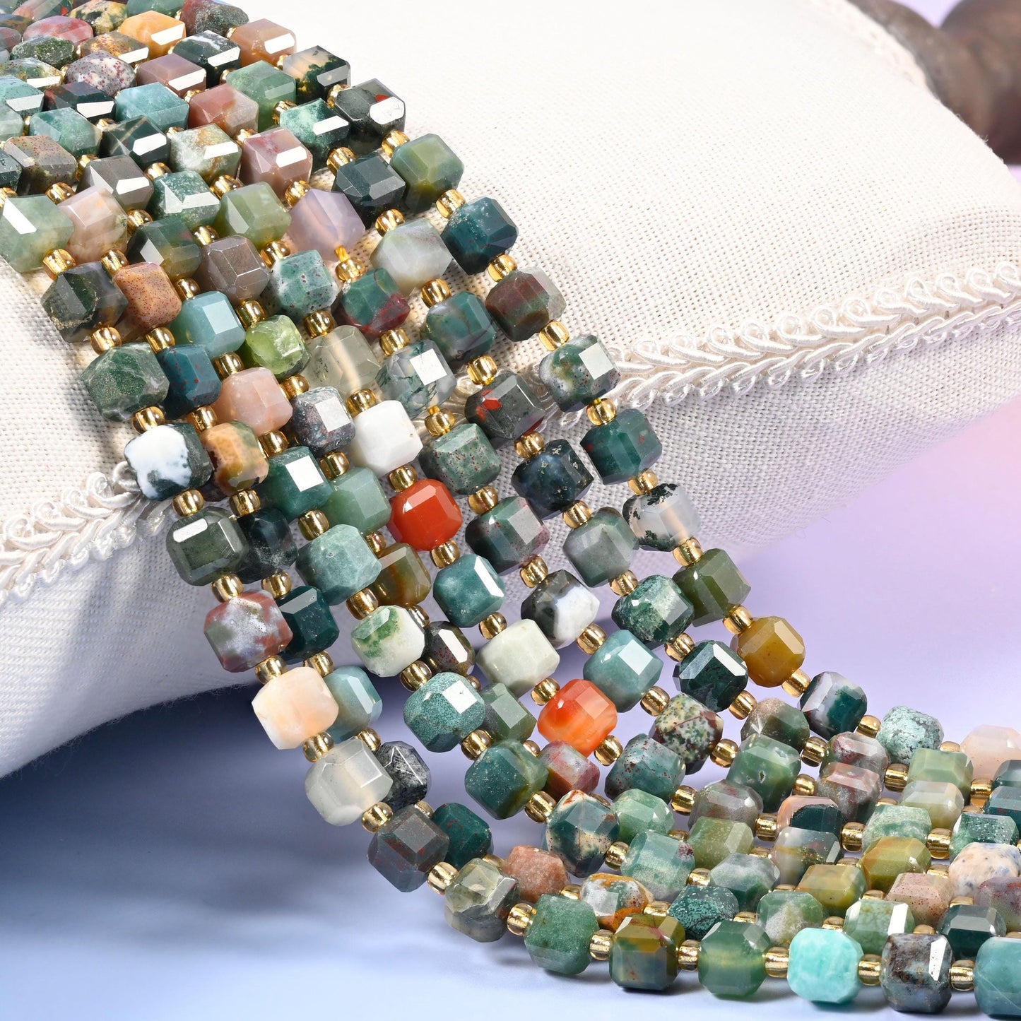 Ocean Jasper Faceted Cube Beads