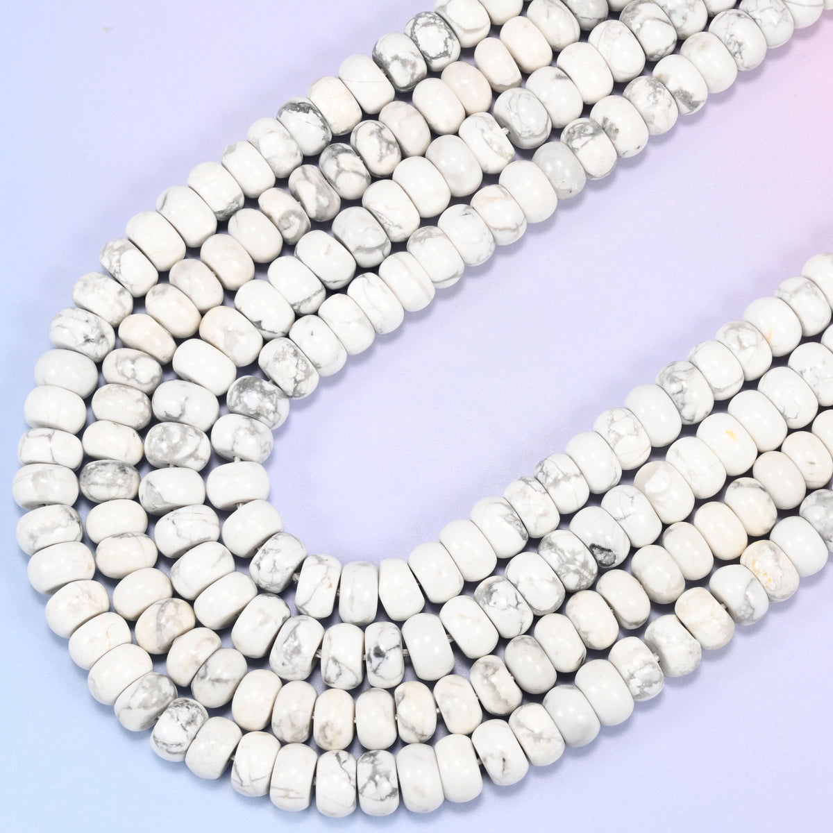 Natural White Howlite Rondelle Beads, 15 inch strand.