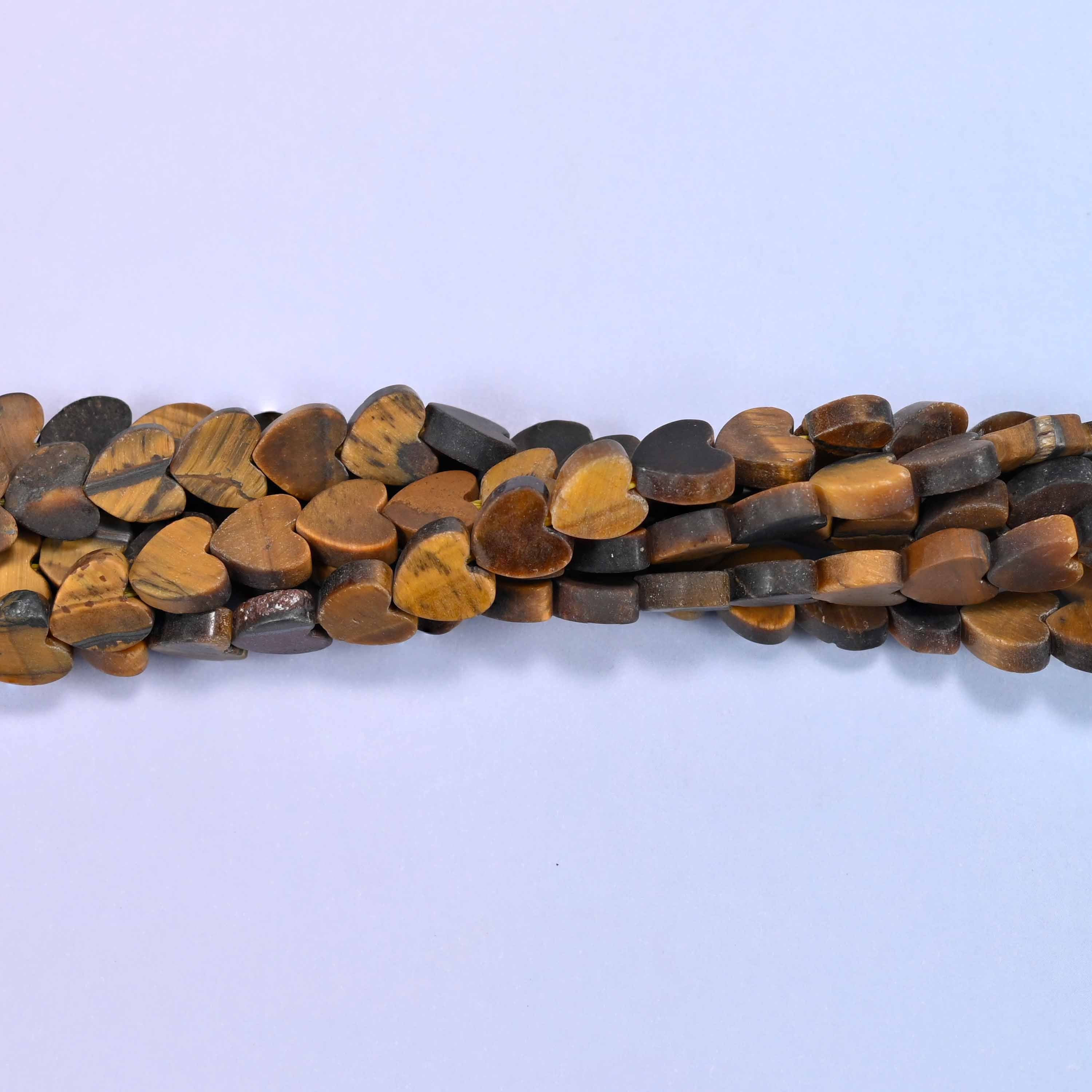 Matte Tiger Eye Flat Heart Beads: Size 6mm, Jewelry Making, 15 Inch Strand